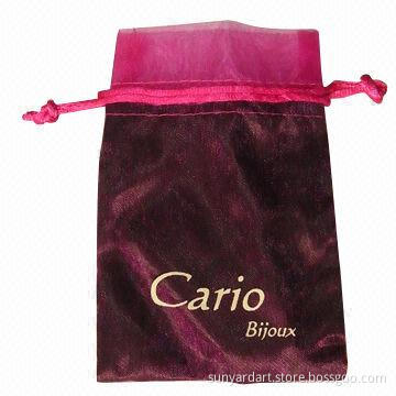 Satin gift pouch with silk printed logo